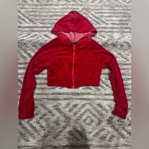 Cropped Velour Track Jacket - Red - S (part of a CoOrd set!)